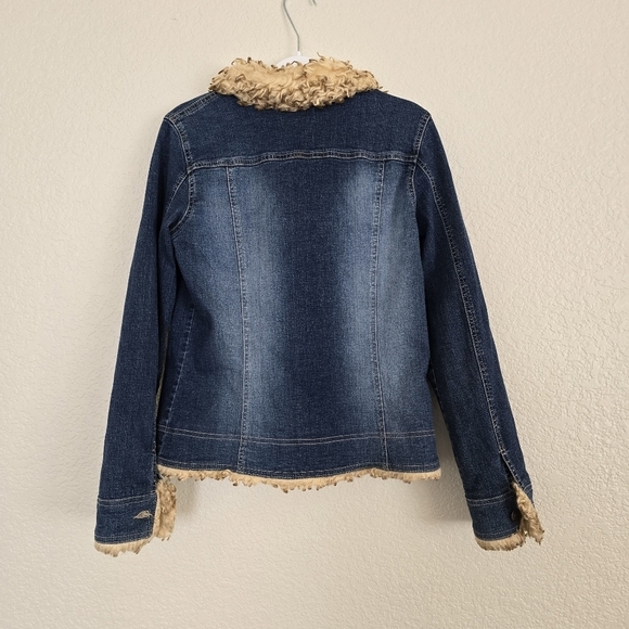 Billabong Vintage Y2K Faux Fur Denim Jacket Small - Picture 8 of 9